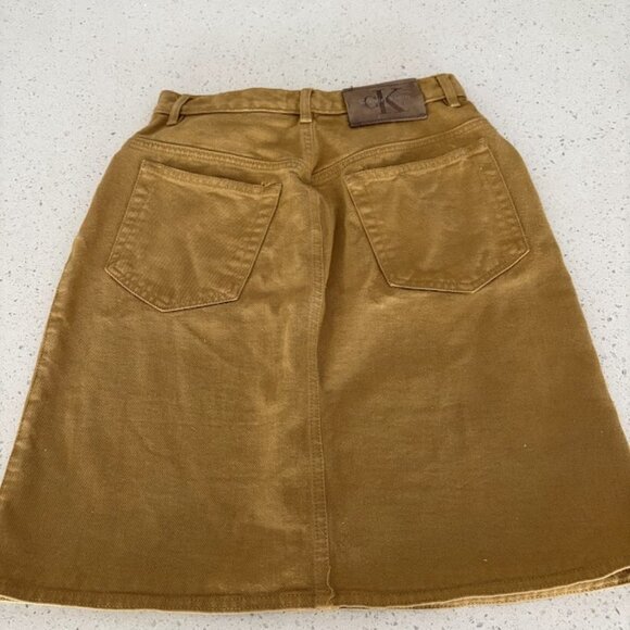 Calvin Klein Jean Skirt- Size 6 Mustard Color- Knee Length/Straight Skirt - Picture 2 of 5